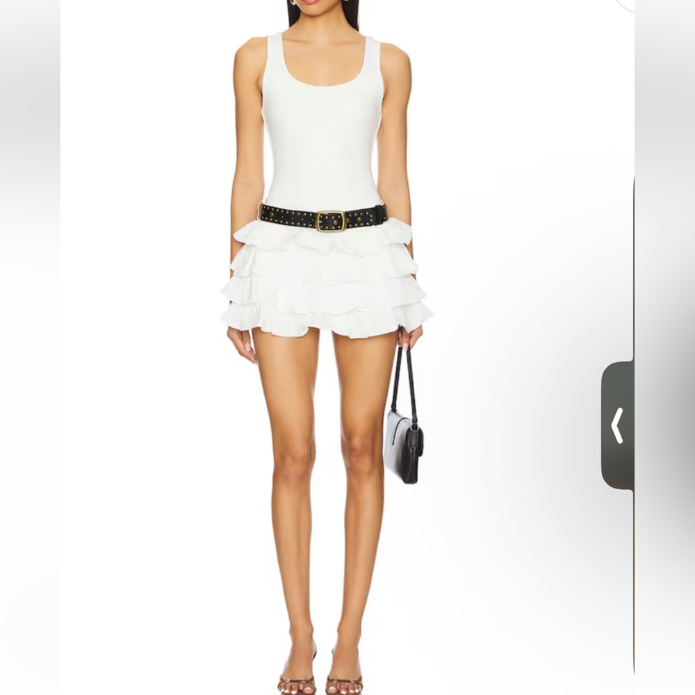 Show Me Your MuMu White Ruffled Skort Dress with Black Belt